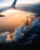 airplane on sky during golden hour