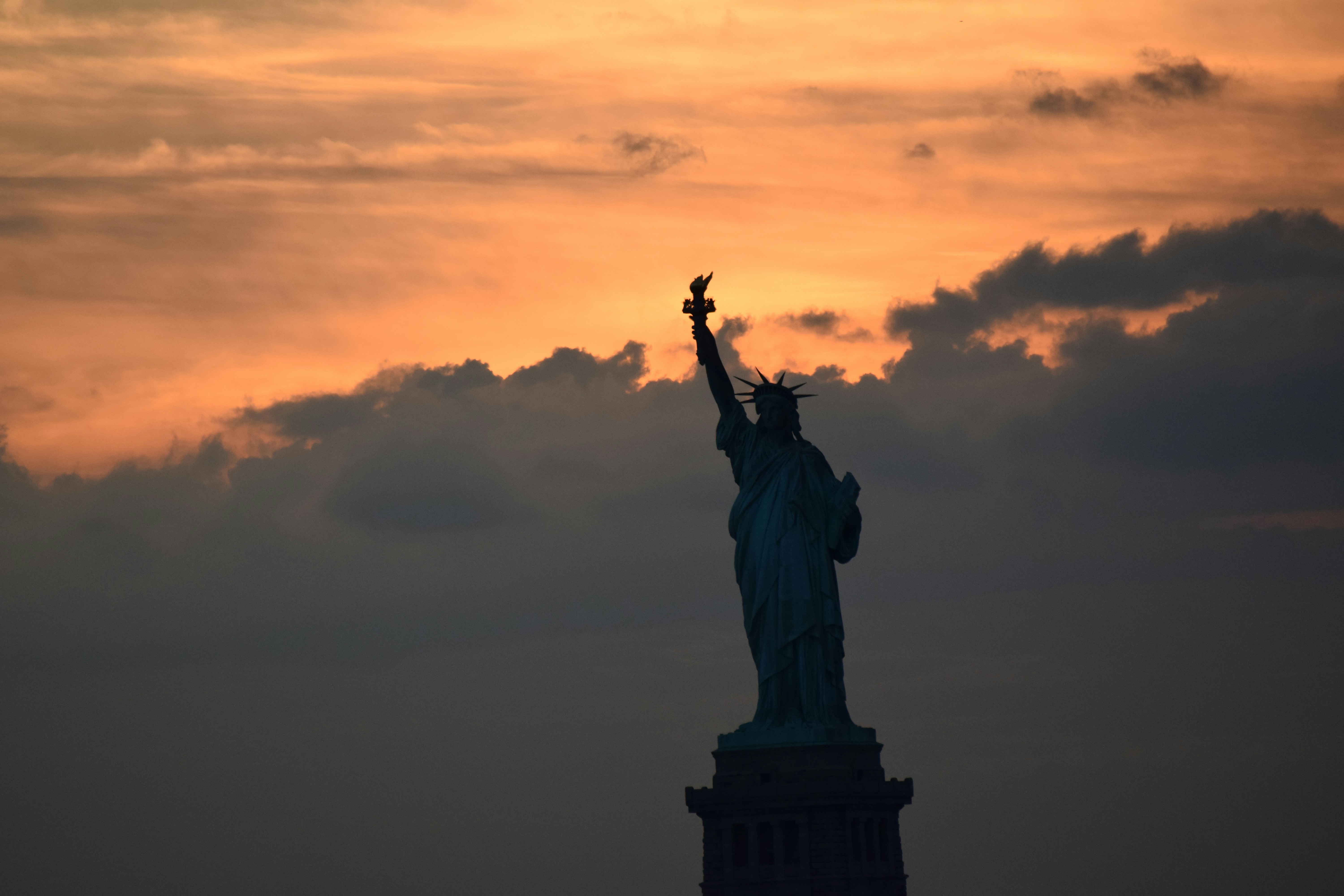 silhouette photography of Statue of Liberty, USA