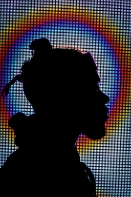 silhouette of man facing right