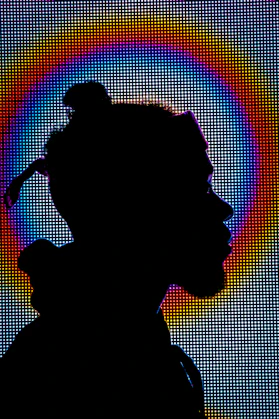 silhouette of man facing right