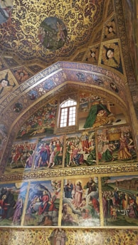 Historic fresco detail from the Martorana convent in Palermo, showcasing vibrant Sicilian colors and patterns.