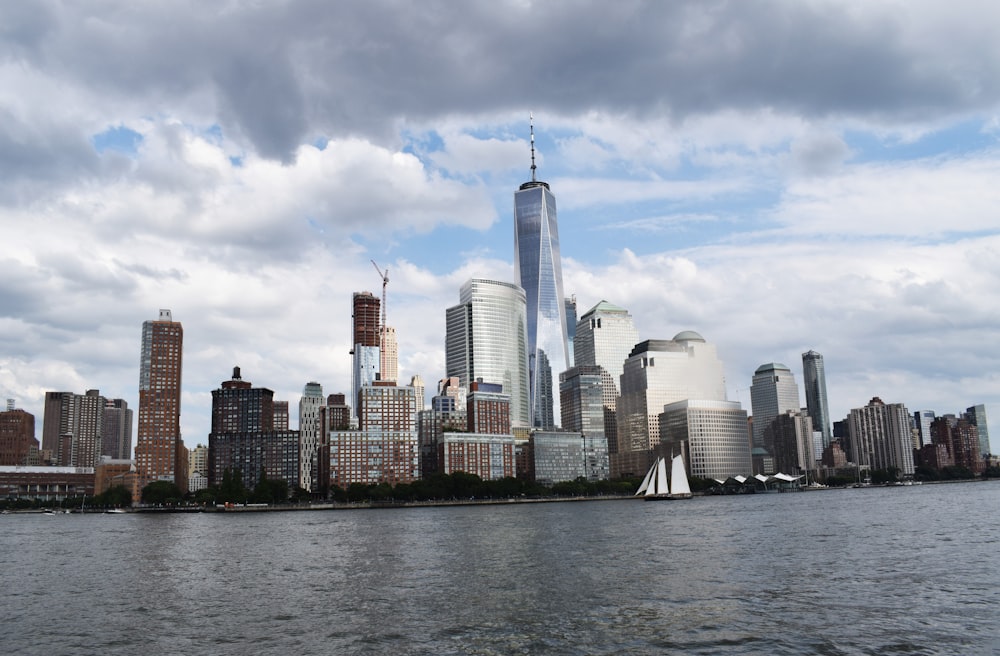 New York City view under gray clouds