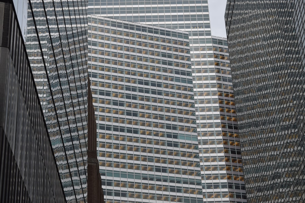 low angle photography of grey high-rise buildings