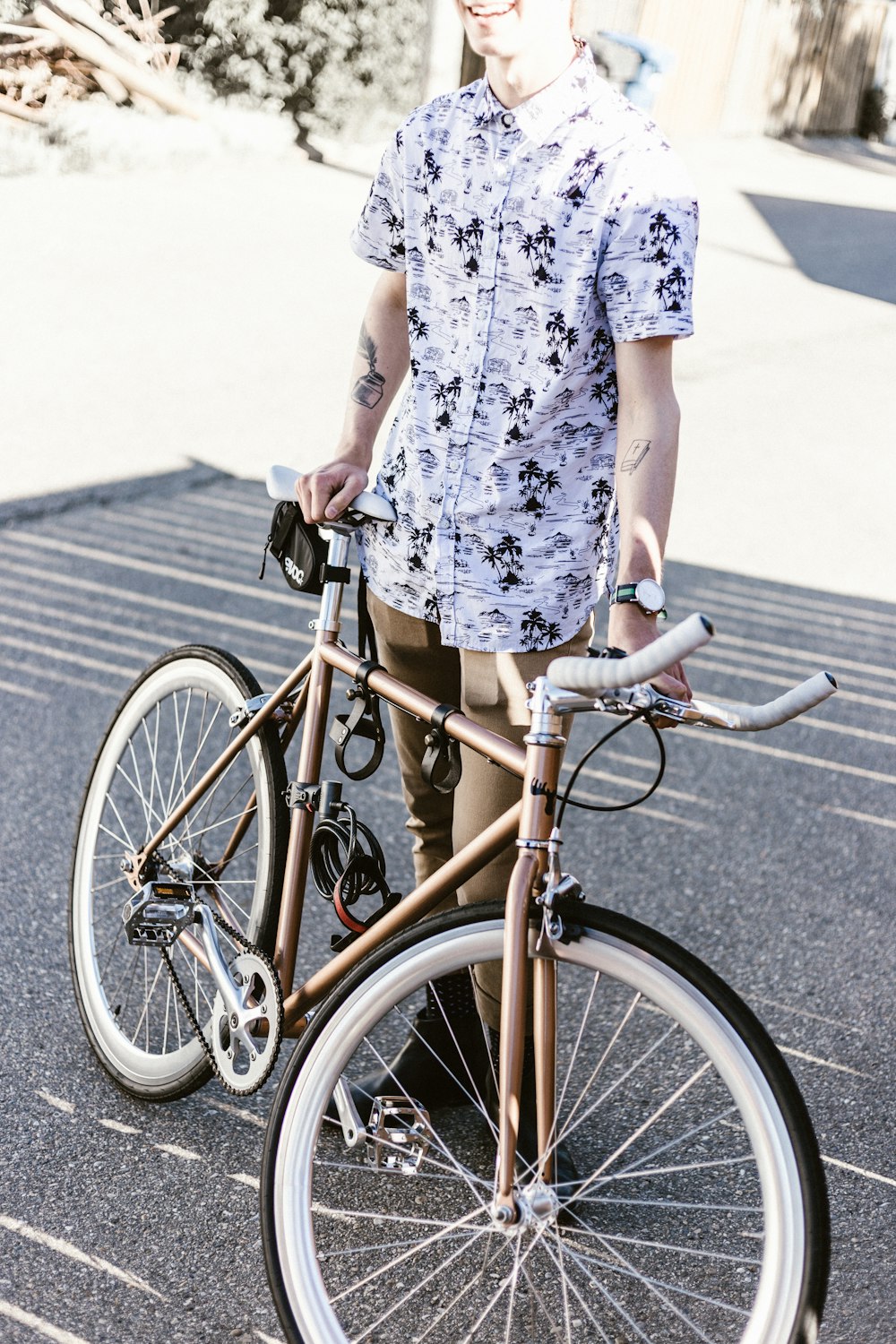 person in white and black button-up top