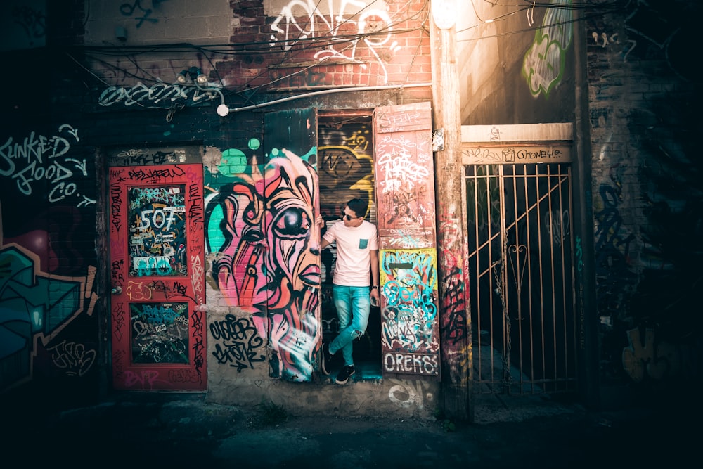 man standing by door