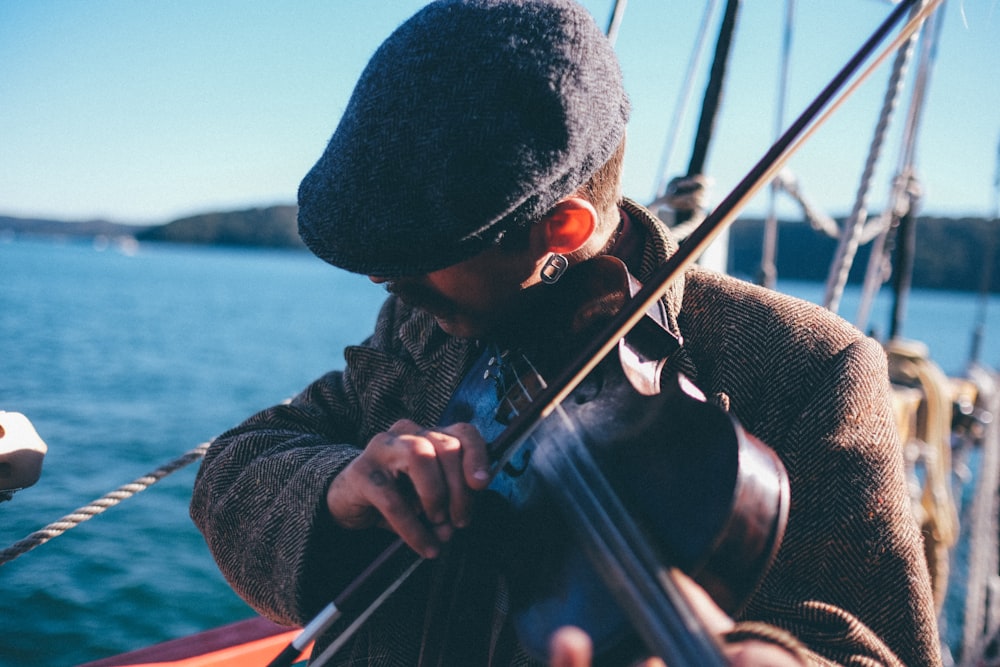 man playing violin