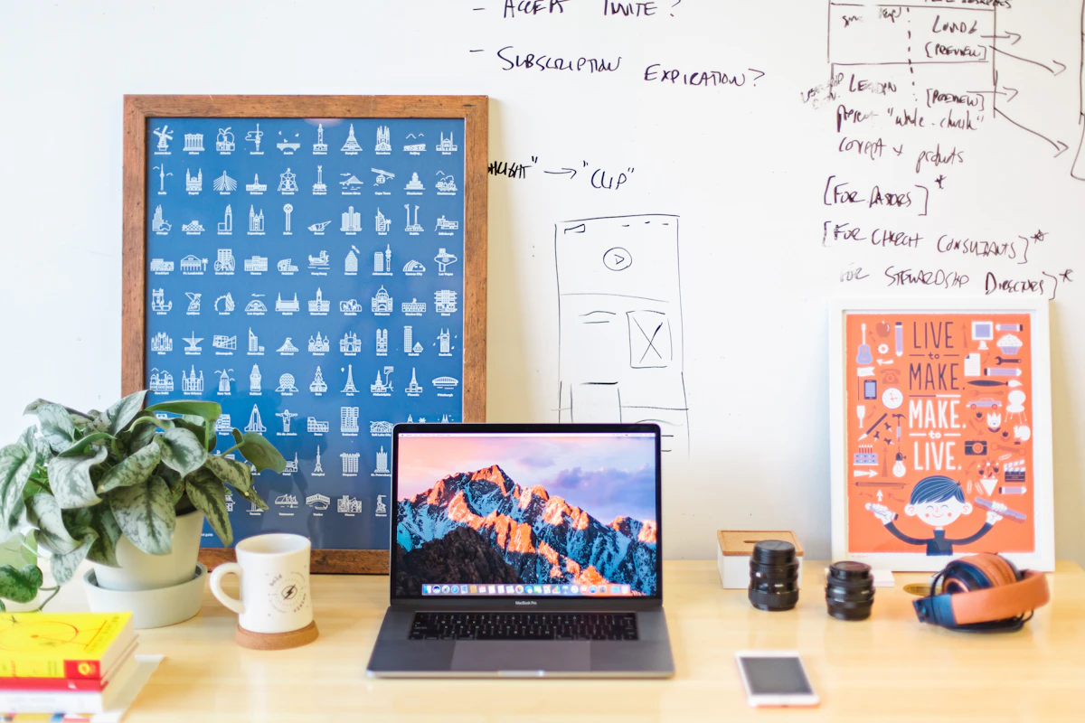 Working from home on laptop