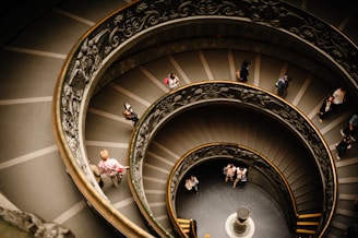 photography of people walking on stairwell