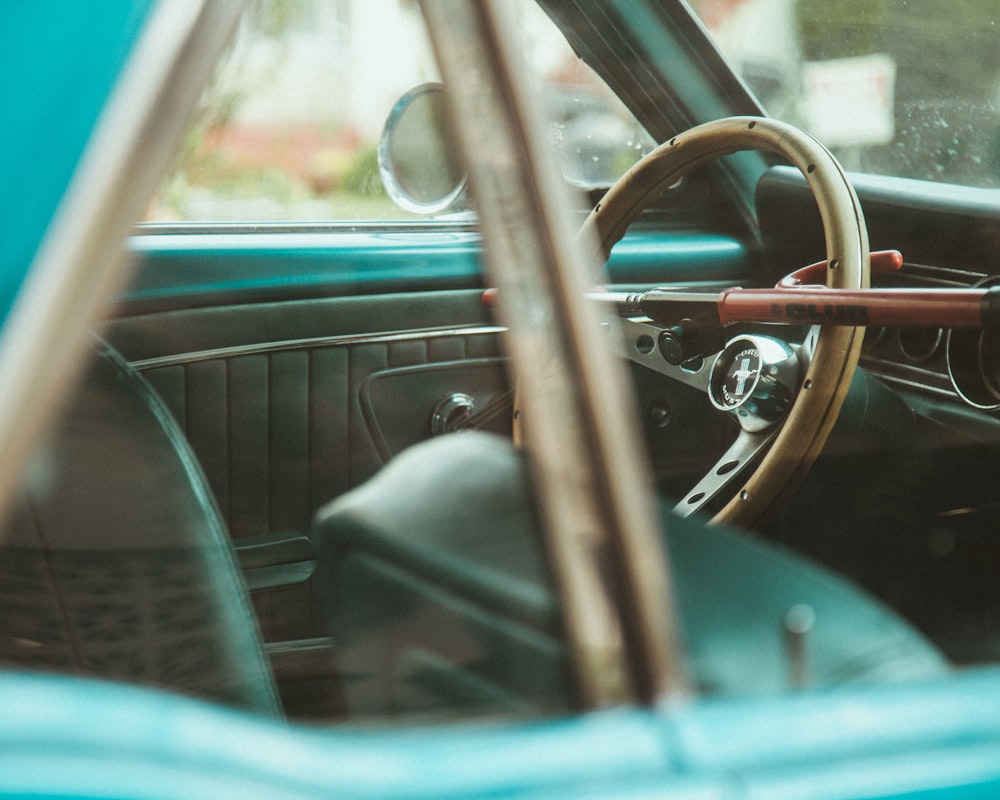 empty car with steering wheel being locked