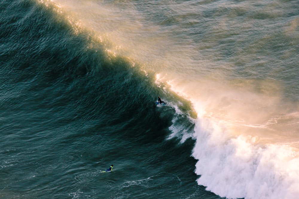 aerial view of wave of water