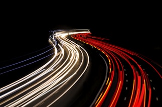 high-angle photography of road at nighttime