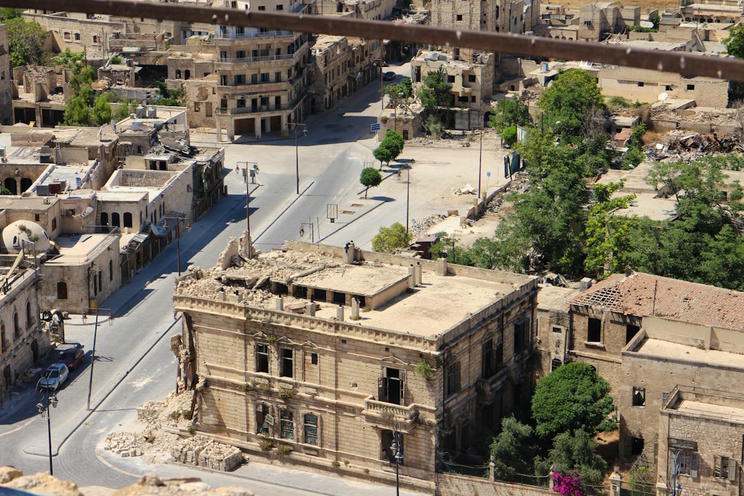 high-angle photography of beige concrete building