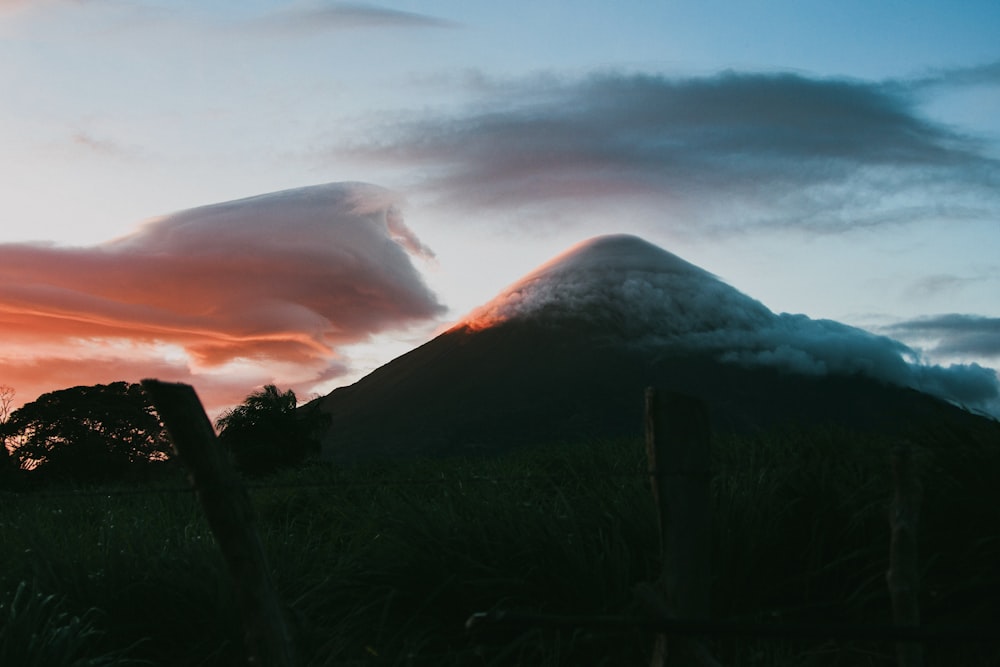 silhouette of mountain during sunrise