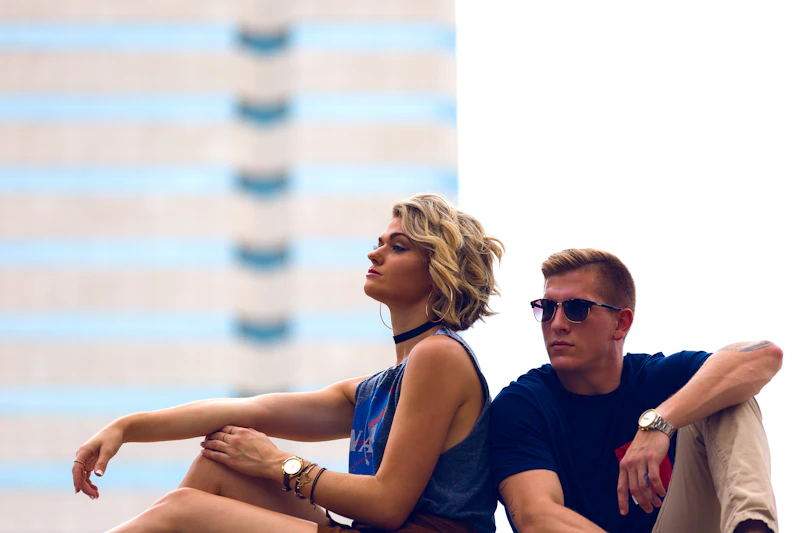 relationship-minded couple sitting for a portrait