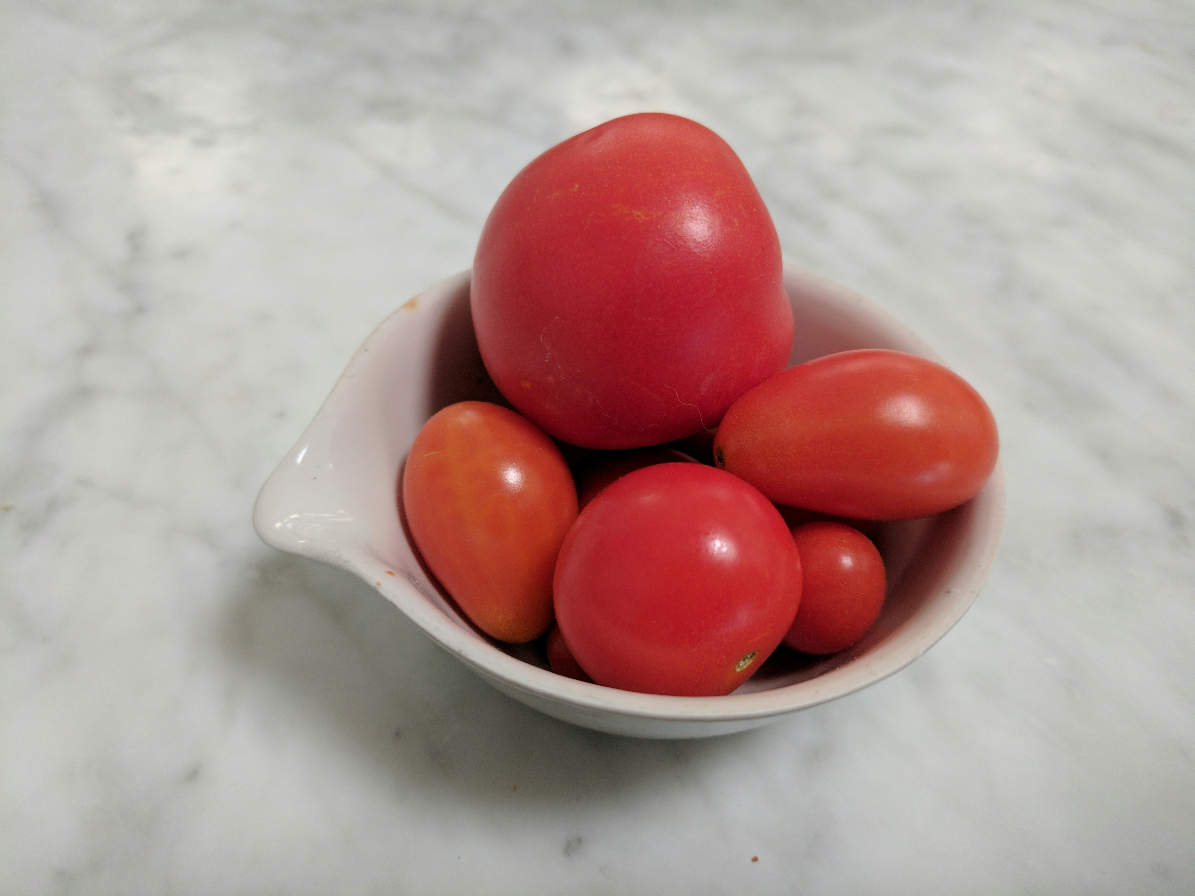 Colorful fresh salad bowl on bright white marble surface, natural daylight, open airy clean kitchen setting