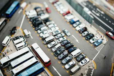 aerial photography of parked vehicles