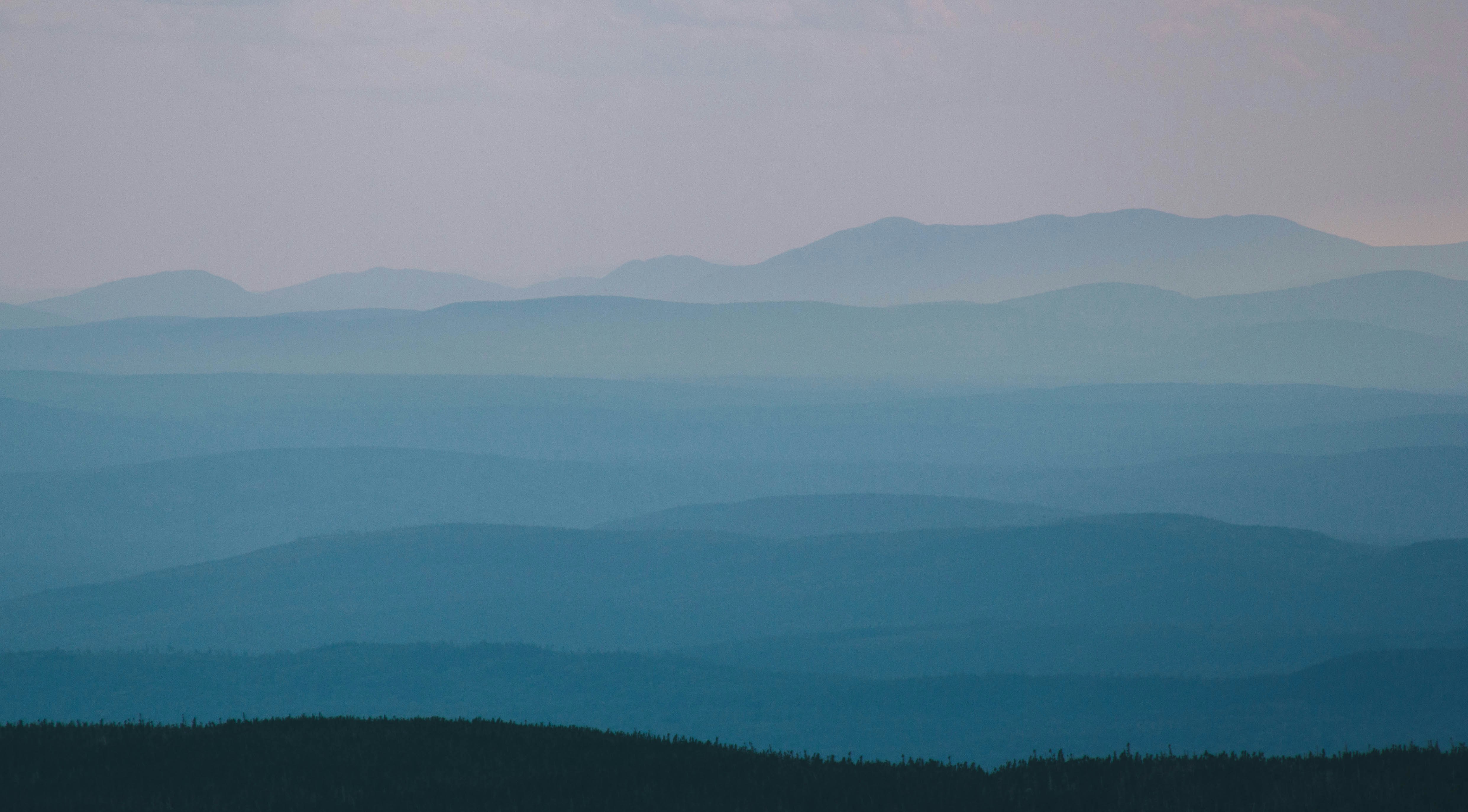 mountains covered in fog