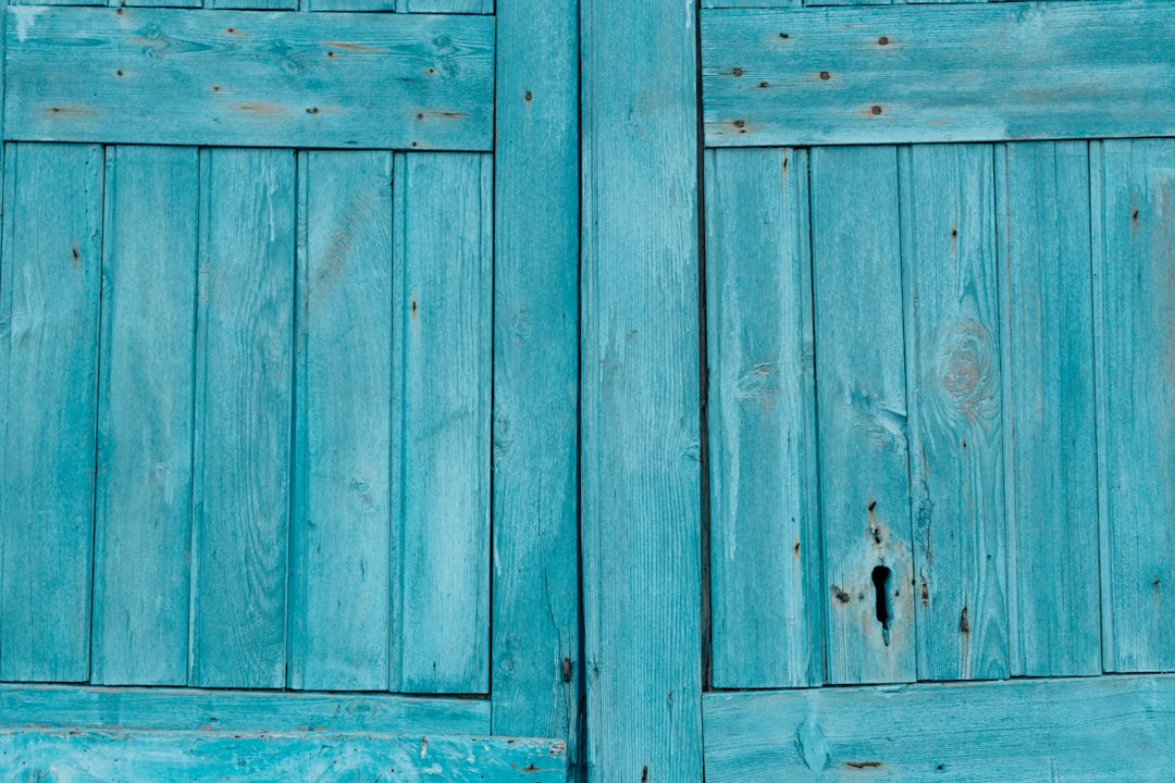 two gray wooden doors