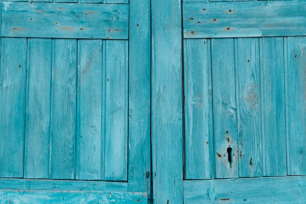 two gray wooden doors