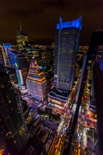 city buildings during night