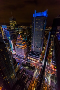 city buildings during night