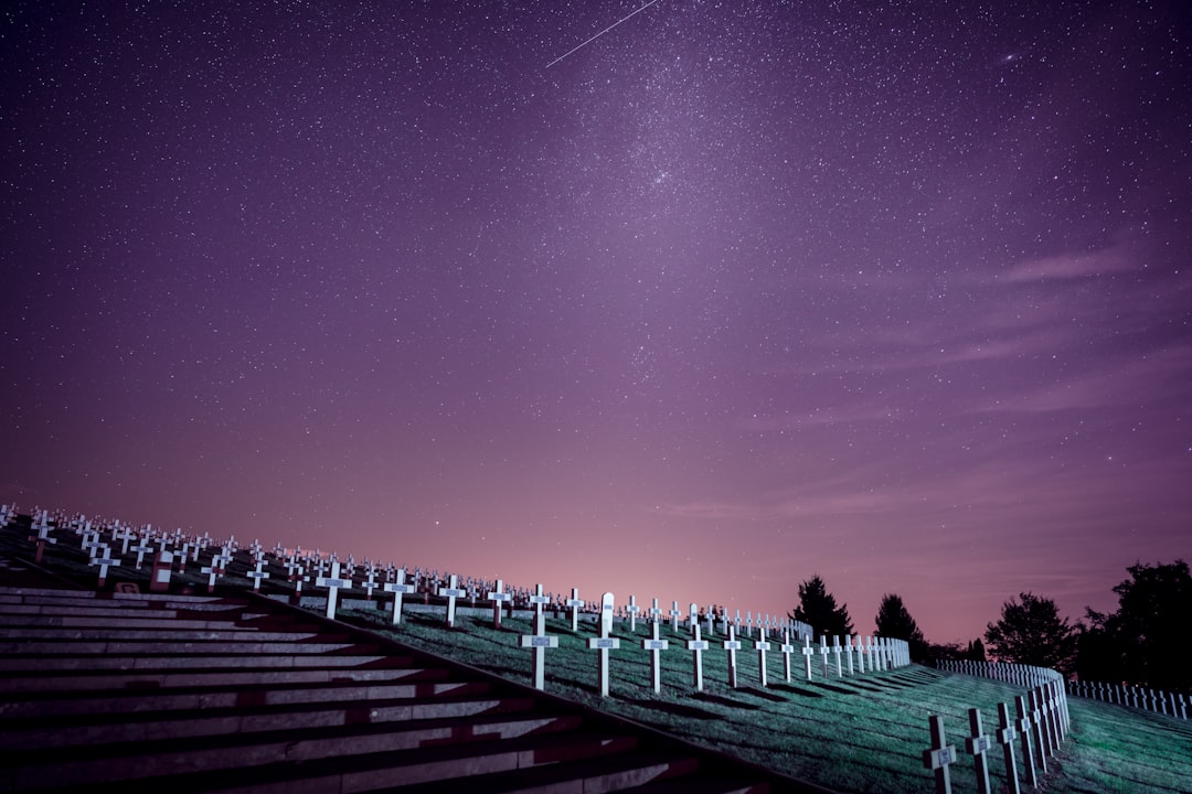 cemetery under starry sky, Cemetery by night