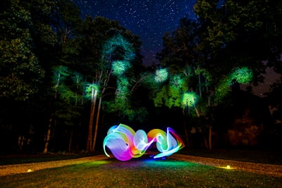 light writing photography in forest fantastic google meet background