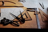drafting instruments on top of table
