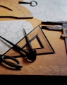 drafting instruments on top of table