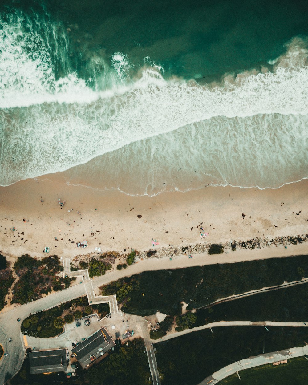 top-view of seashore