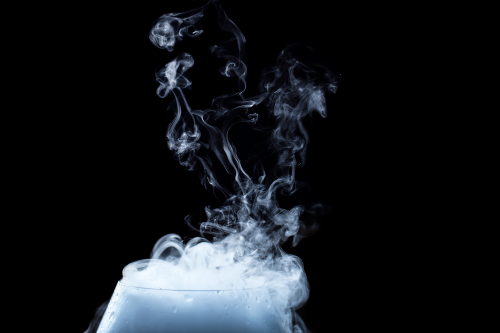 white smoke on glass