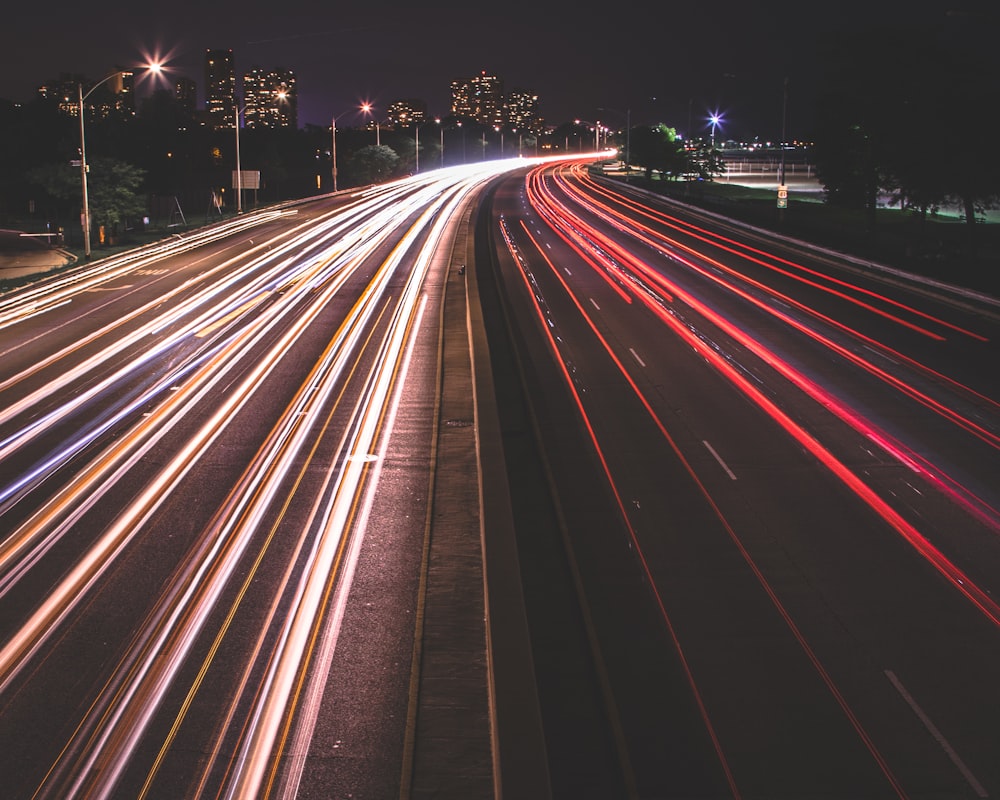 lighting photography of road