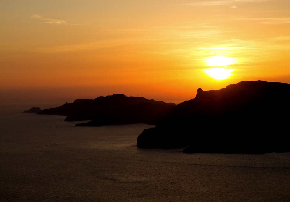 aerial photo of island during sunset