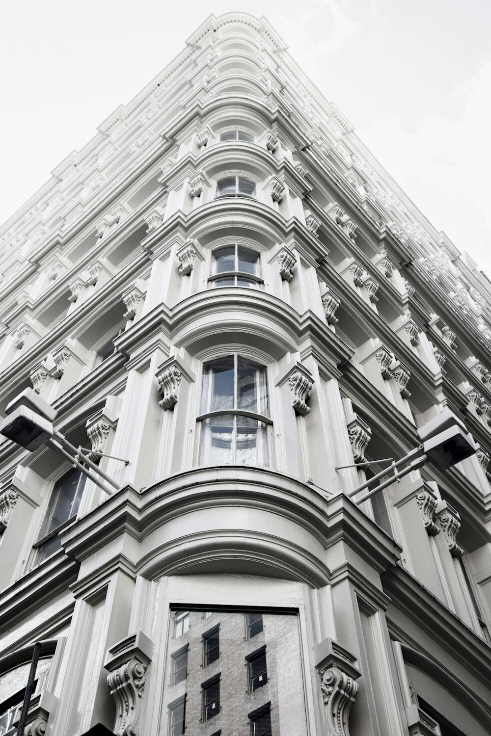 worms eye view of white building