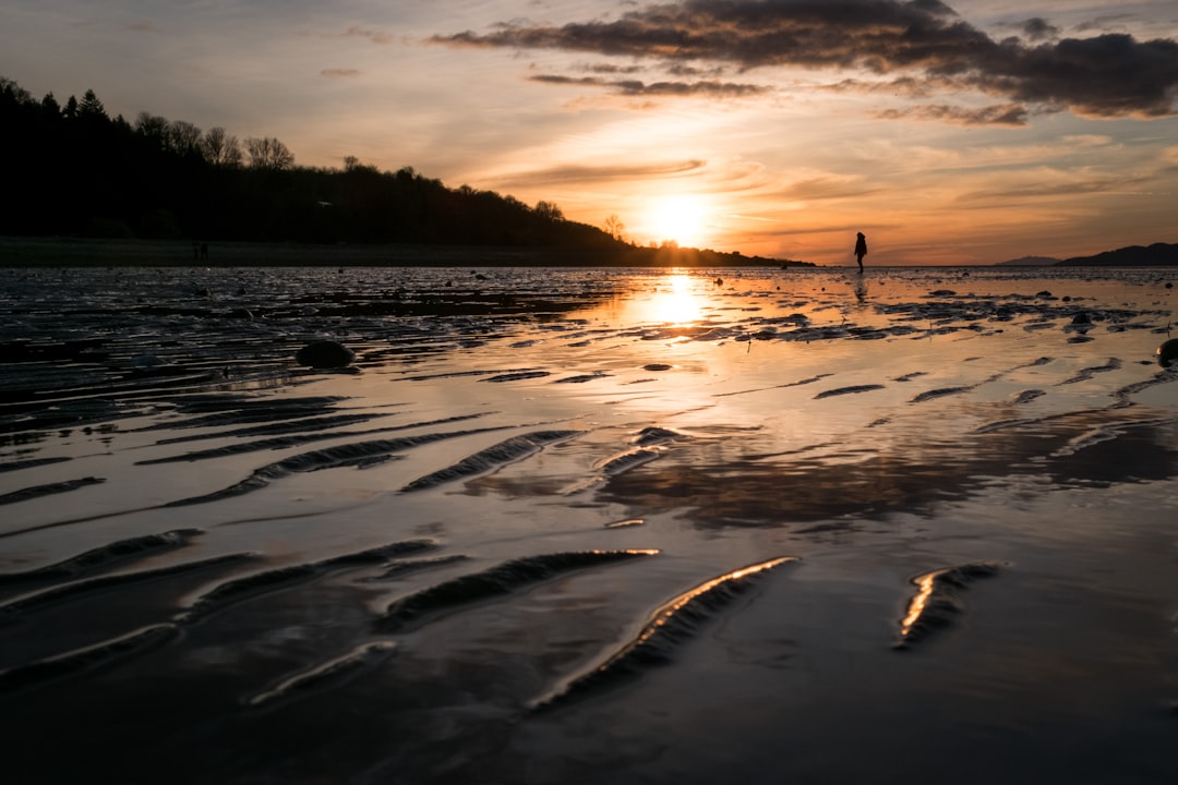 silhouette of person standing near the ocean