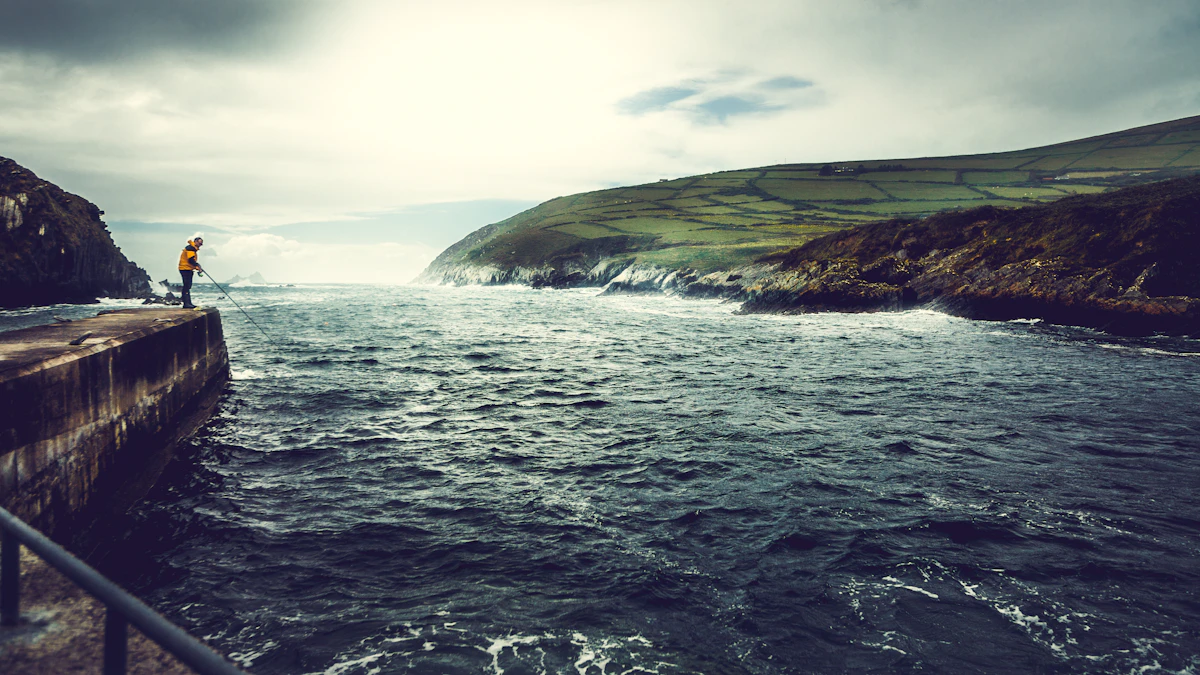 Waves under a stormy Irish sky