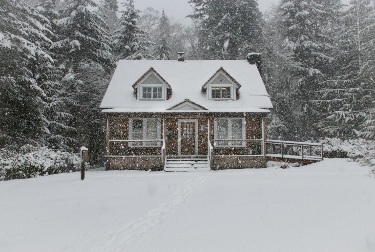 house filled with snow