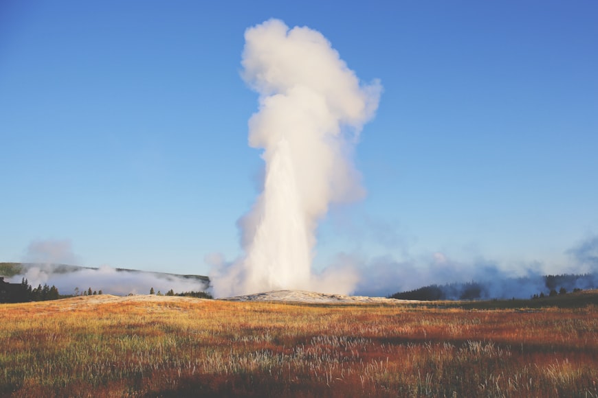 old faithful geyser exploding