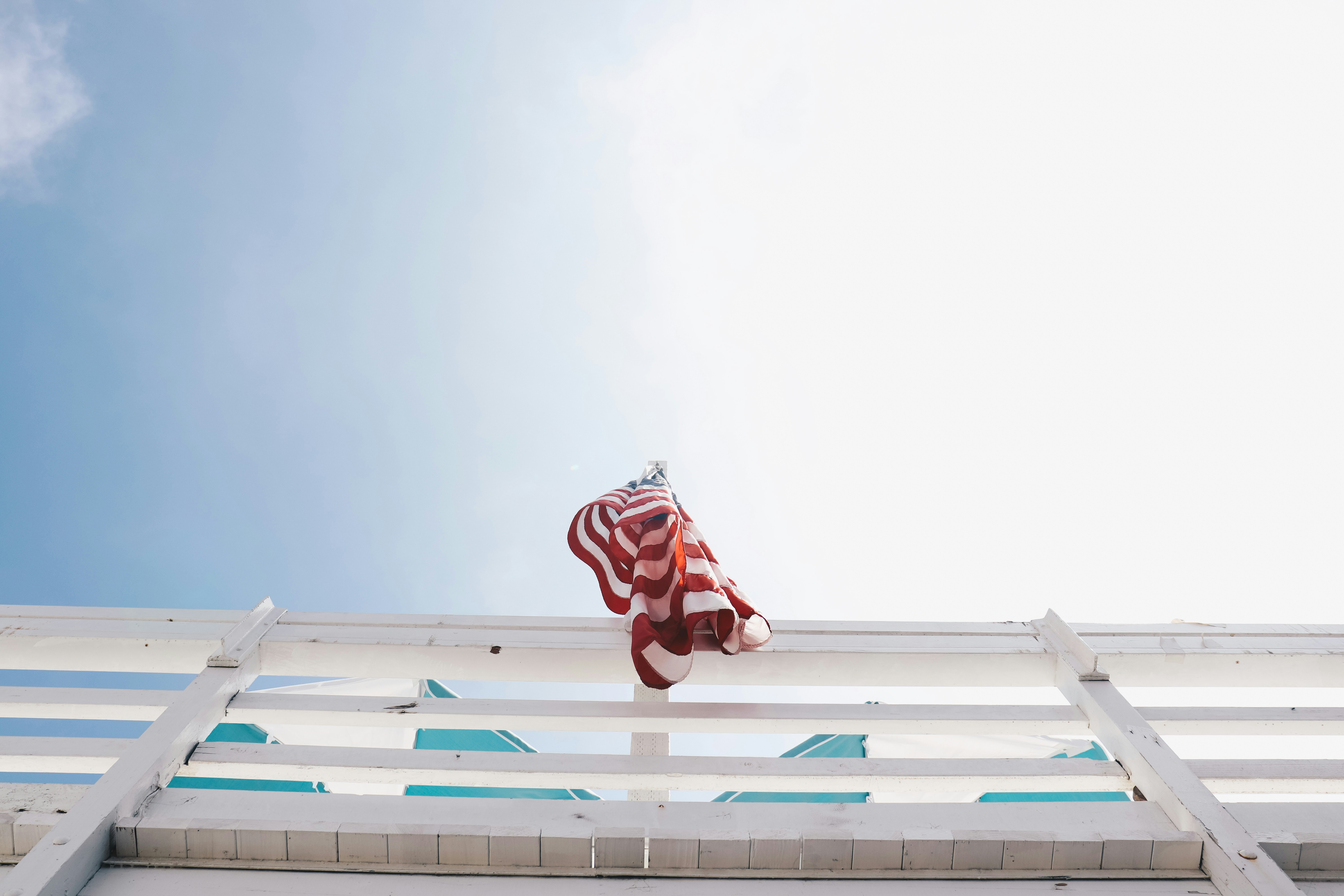 low angle photography of USA flag