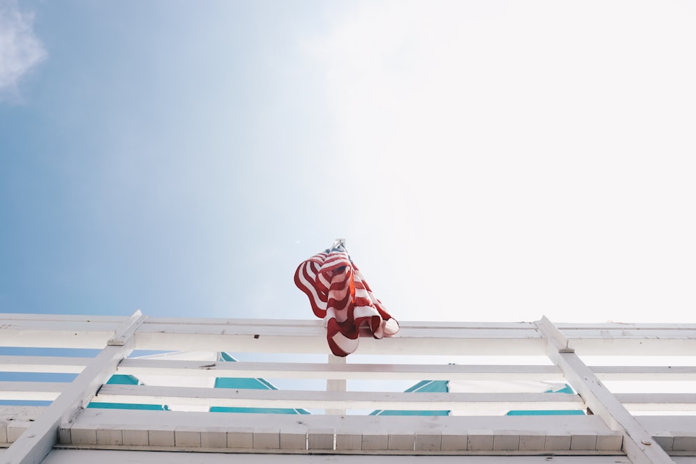 low angle photography of USA flag