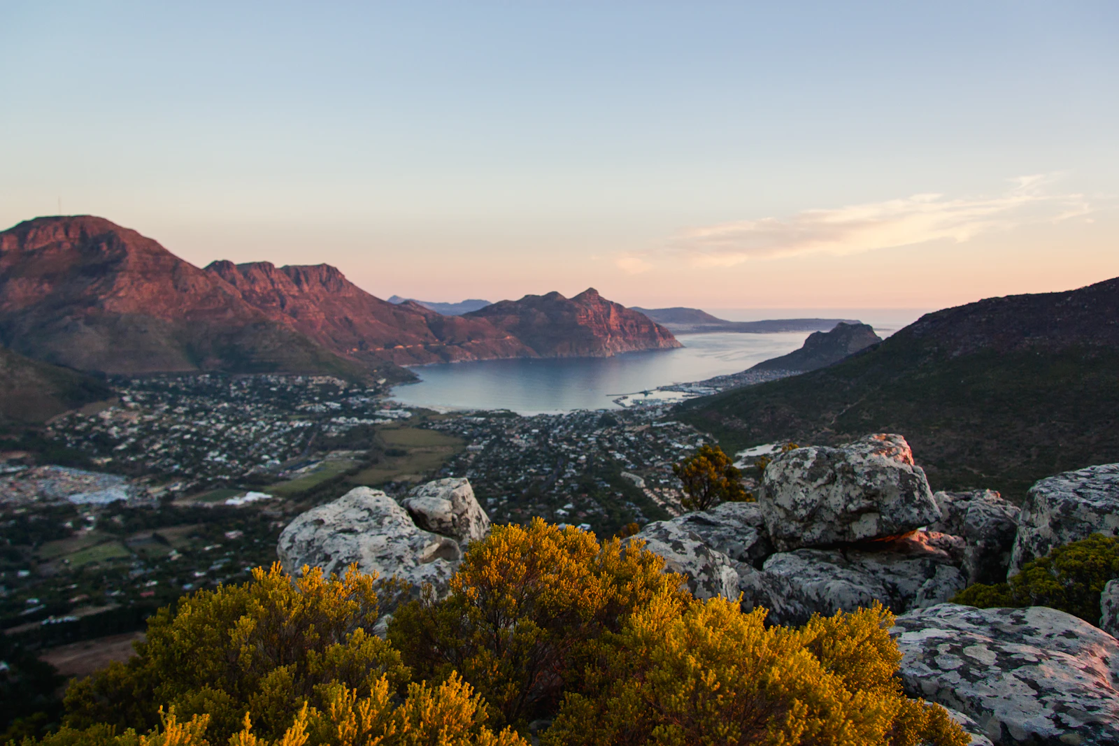 Cape Town coastal landscape with mountain backdrop — temporary placeholder, replace with own photography