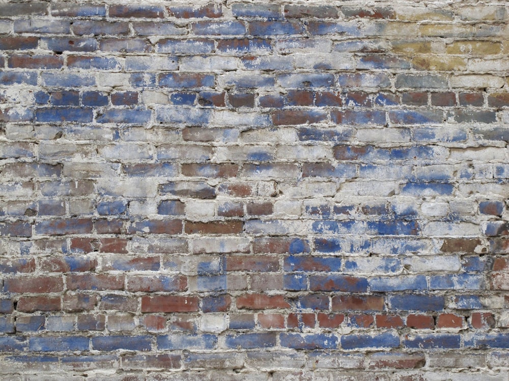 brown and blue brick wall