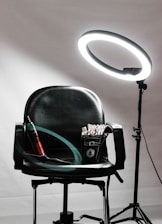 red and black steel tube on black leather padded chair