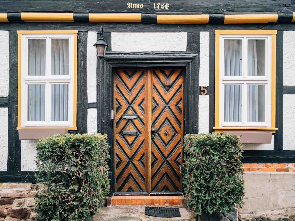 brown and black wooden door