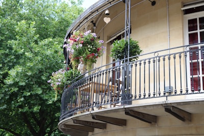Elegant townhouse with balcony and plants