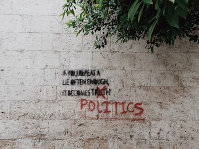 If you repeat a lie often enough it becomes truth printed wall taken at daytime