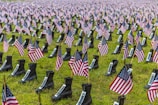 USA flag in black boots lot
