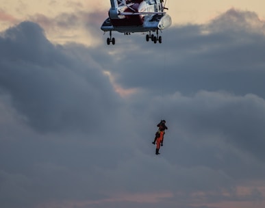 A rescue from a helicopter in Dinas Dinlle from the water