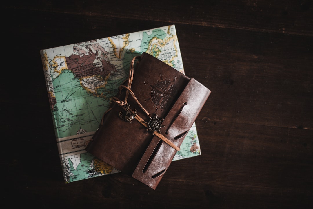 wallet on top of map, Leather Journal Travel Cologne