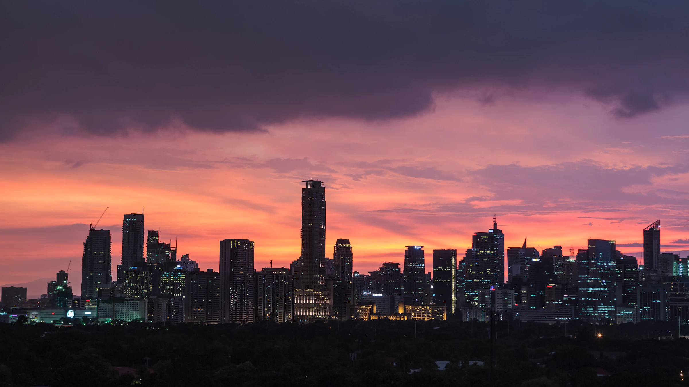Manila skyline ved solnedgang